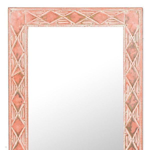 Alternate image for Diamond Motif Brass and Sese Wood Mirror from Ghana Pink Diamonds