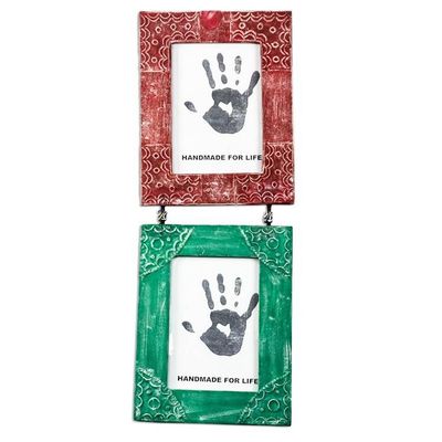 Alternate image for Wood Photo Frame Diptych from Ghana 5x7 Red and Green