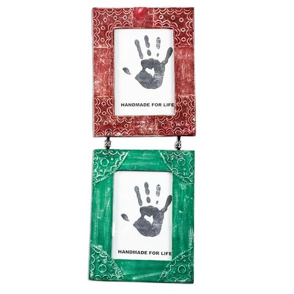 Alternate image for Wood Photo Frame Diptych from Ghana 5x7 Red and Green