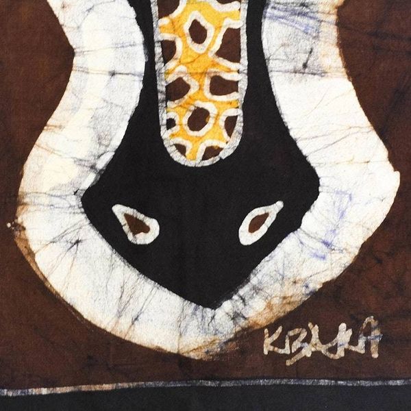 Alternate image for Giraffe Batik Cotton Wall Hanging in Brown from Ghana Giraffe I