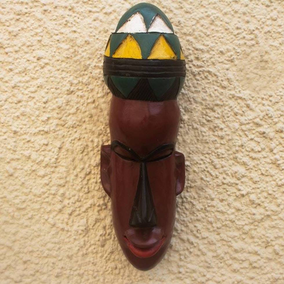 Artisan Crafted African Sese Wood Mask 'Lorm'