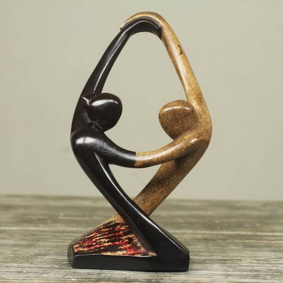 Semi Abstract Wood Sculpture of Couple Salsa Dancing 'Salsa Dance'