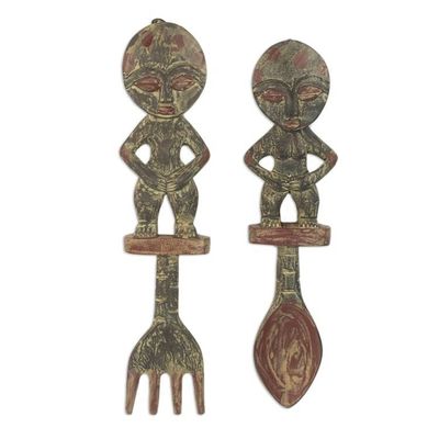 Alternate image for Cultural Wood Wall Art Pair Akan Twins