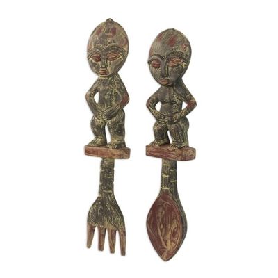 Alternate image for Cultural Wood Wall Art Pair Akan Twins