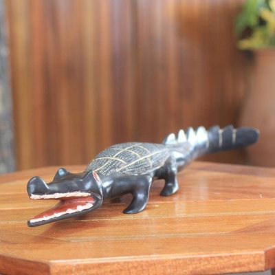 Alternate image for African Sculpture Hand Carved Wood Benin Crocodile