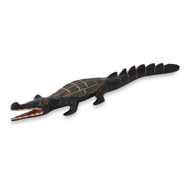 Alternate image for African Sculpture Hand Carved Wood Benin Crocodile