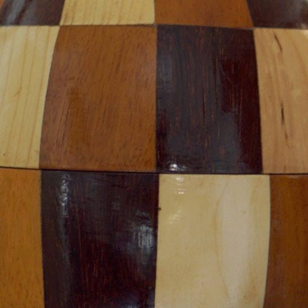 Alternate image for Handcrafted Sese Wood and Coconut Shell Sculpture with Base Checkered Secret