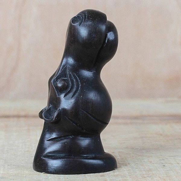 Alternate image for Ebony Wood Hippo Bust Sculpture from Ghana Hippo Head