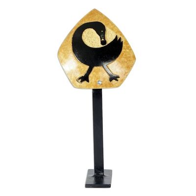 Alternate image for Dried Calabash Gourd Statuette with Sankofa Bird Adinkra Sankofa Altar