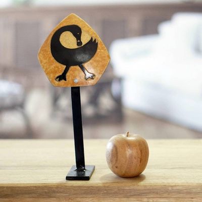 Alternate image for Dried Calabash Gourd Statuette with Sankofa Bird Adinkra Sankofa Altar