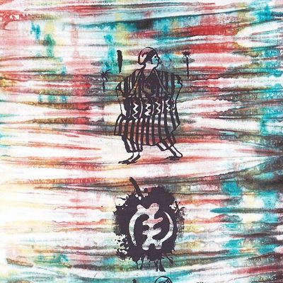 Alternate image for Colorful Batik Cotton Wall Hanging with African Symbols Our Culture