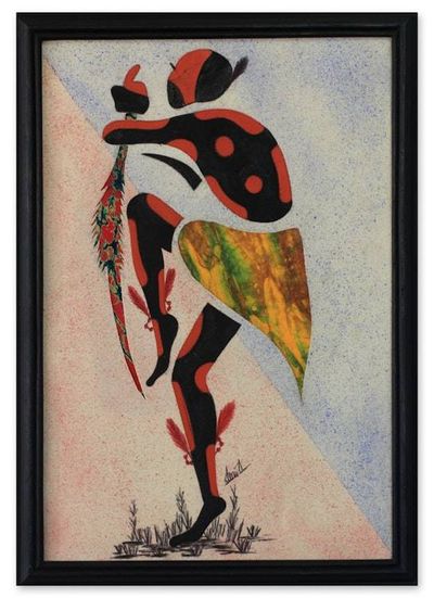 Alternate image for Signed African Batik Collage Painting Damba Dance II