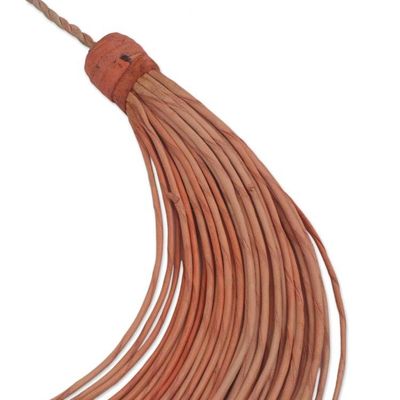 Alternate image for Handmade Brown Leather Strand Statement Necklace from Ghana Songtaaba