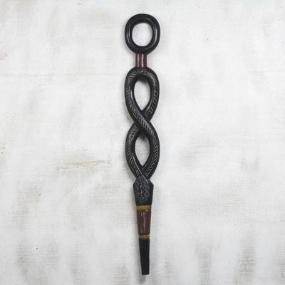 Alternate image for Hand Carved Onyx Sese Wood Walking Stick from Ghana Winding Path