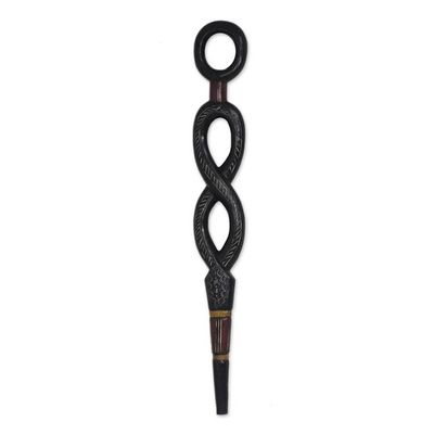 Alternate image for Hand Carved Onyx Sese Wood Walking Stick from Ghana Winding Path