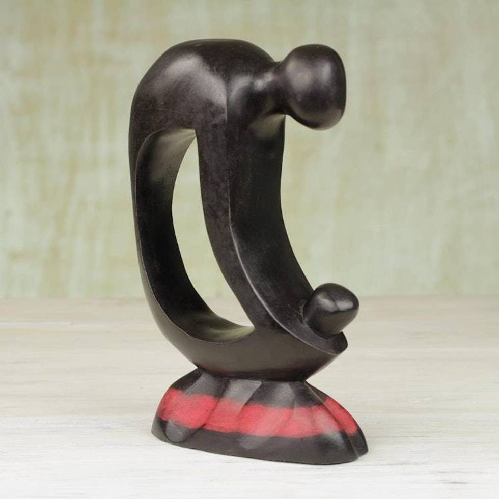 Wood Family Sculpture 'Mother and Child'