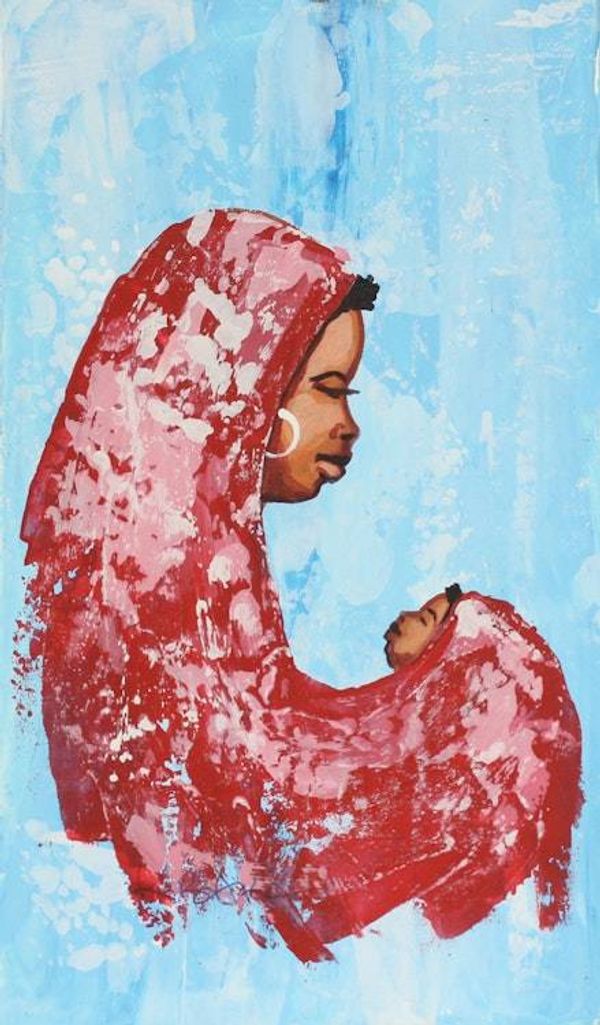Alternate image for Sweet Young Ghanaian Mamma Painting in Red Sweet Mamma in Red