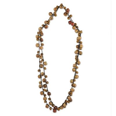 Alternate image for Womens Long Necklace with Wood and Recycled Beads Chakachaka