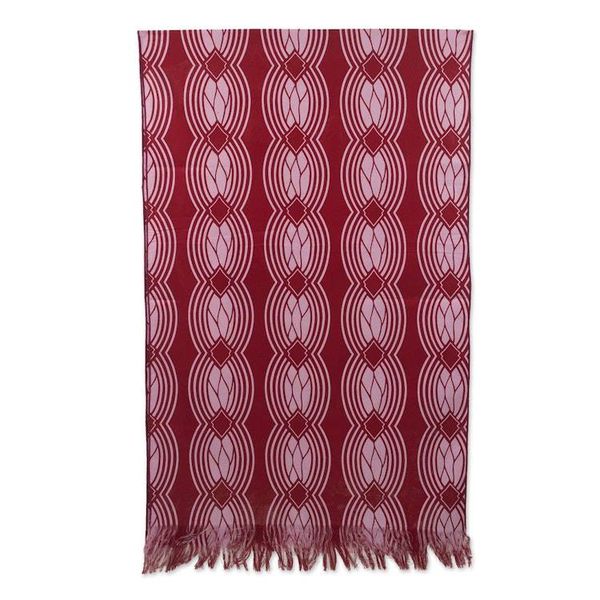 Image for Printed Cotton Shawl in Crimson and Petal Pink from Ghana Petal Pink Waves
