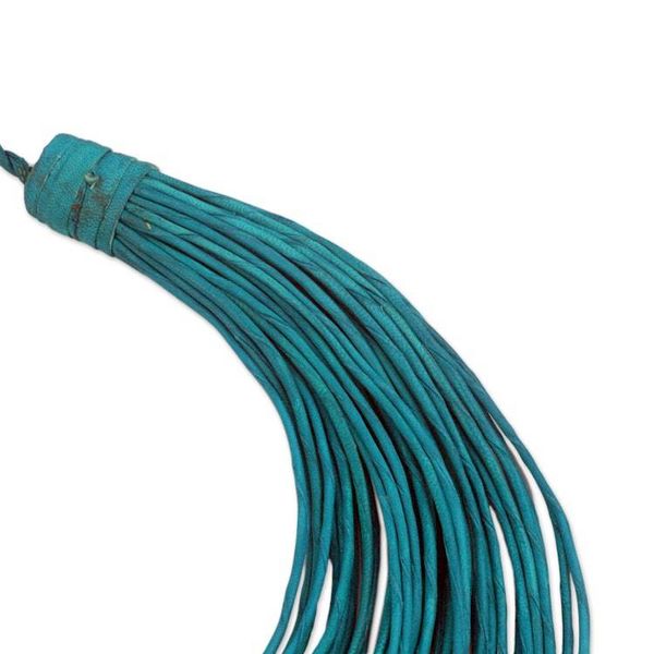 Alternate image for Handmade Emerald Leather Strand Statement Necklace of Ghana Pogyende
