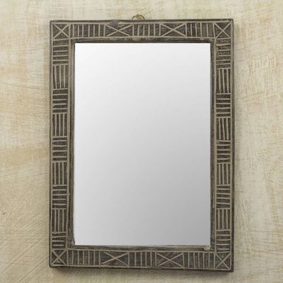 Alternate image for Hand Crafted Wood Wall Mirror from Ghana Ohemaa
