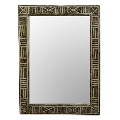 Alternate image for Hand Crafted Wood Wall Mirror from Ghana Ohemaa