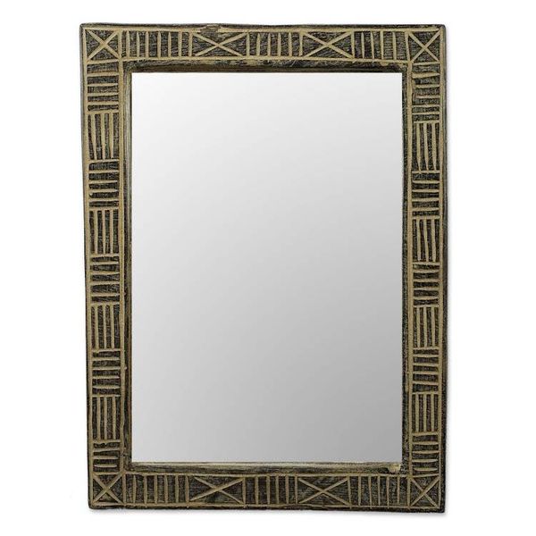 Alternate image for Hand Crafted Wood Wall Mirror from Ghana Ohemaa