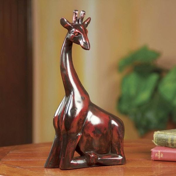 Alternate image for African Hand Carved Wood Kneeling Giraffe Sculpture Kneeling Giraffe