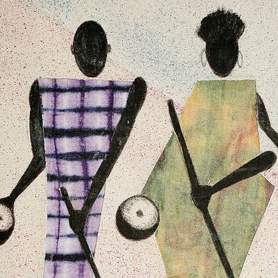 Alternate image for African Cotton Batik Wall Art By the Roadside