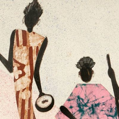 Alternate image for African Cotton Batik Wall Art By the Roadside