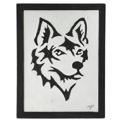 Main image for Textured Wood Dog Wall Art Made with Mixed Media in Ghana Mans Best Friend