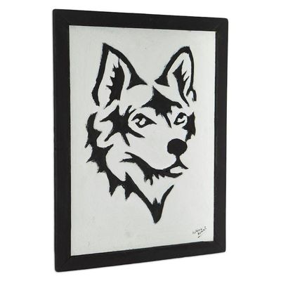 Alternate image for Textured Wood Dog Wall Art Made with Mixed Media in Ghana Mans Best Friend