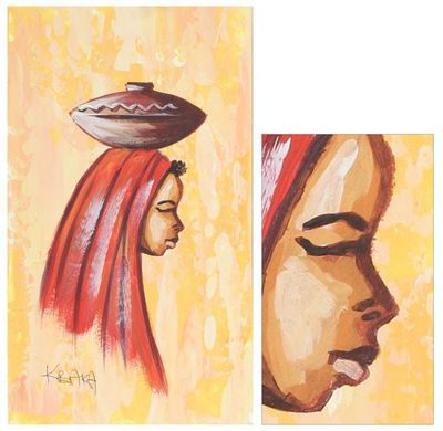 Alternate image for Original African Painting Yakayaka in Yellow