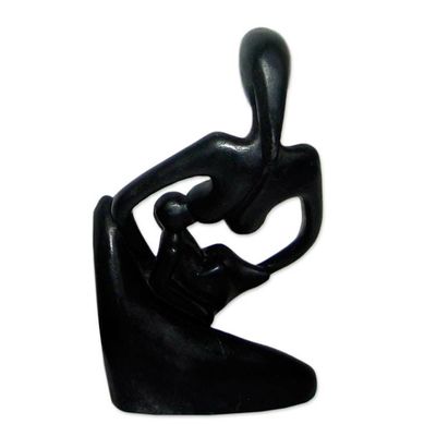 Alternate image for Handcrafted Mother and Child Wood Sculpture Thank You Mother