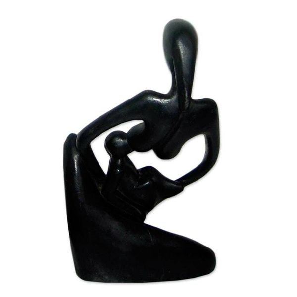 Alternate image for Handcrafted Mother and Child Wood Sculpture Thank You Mother