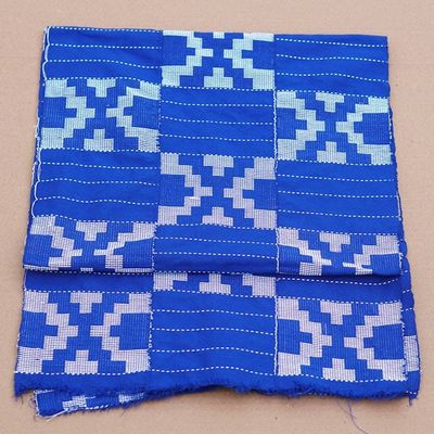 Main image for Handloomed 3-Stripe Geometric Cotton Shawl in Sapphire Three Sapphire Signals