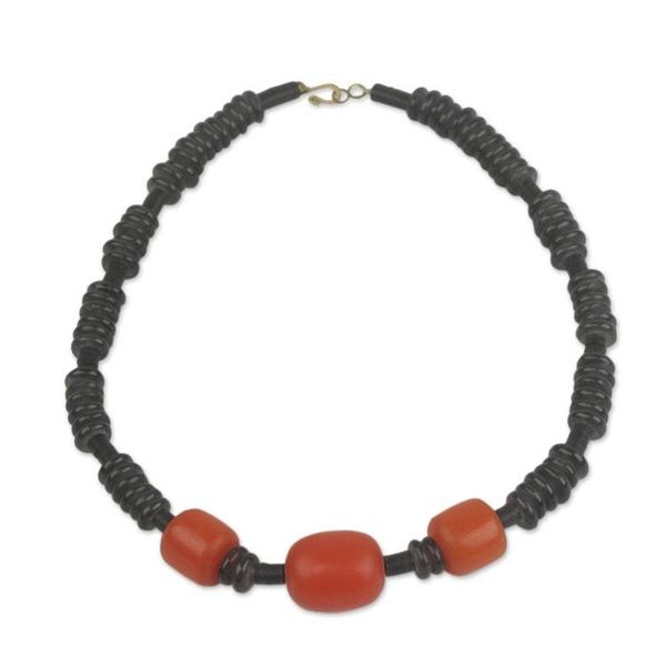 Alternate image for Handcrafted Necklace with Recycled Glass Beads Dodzi