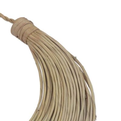 Alternate image for Handmade Beige Leather Strand Statement Necklace from Ghana Buudu
