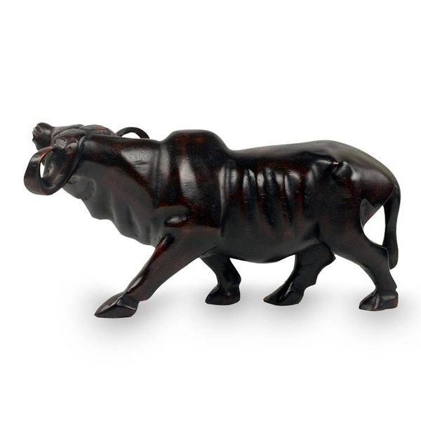 Alternate image for African Cape Buffalo Sculpture Hand Carved from Teak Wood Cape Buffalo