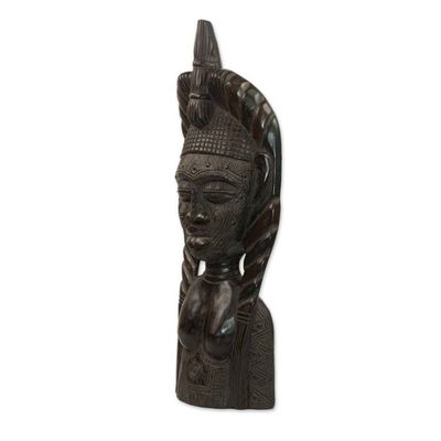 Alternate image for Hand Carved Sese Wood Sculpture of a Mystic Woman from Ghana Mystic Woman