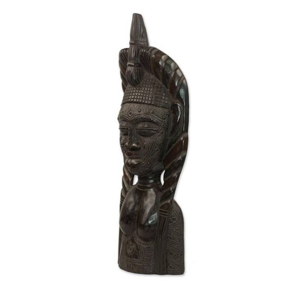 Alternate image for Hand Carved Sese Wood Sculpture of a Mystic Woman from Ghana Mystic Woman