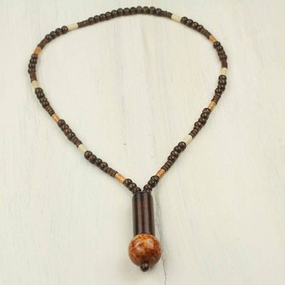 Alternate image for Womens Necklace Crafted with Assorted Wooden Beads Tenderness