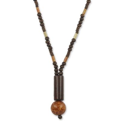 Alternate image for Womens Necklace Crafted with Assorted Wooden Beads Tenderness