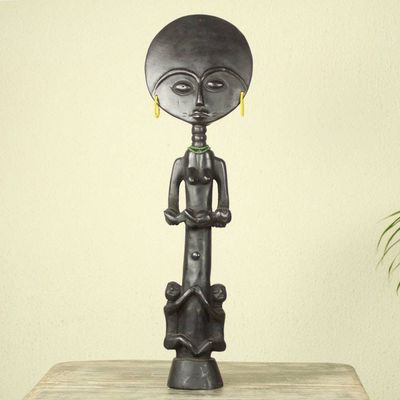 Main image for Hand Carved African Fertility Doll with Children Blessed Ashanti Mother