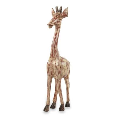 Alternate image for Antiqued Animal Wood Sculpture Artisan Crafted in Ghana Timeless Giraffe