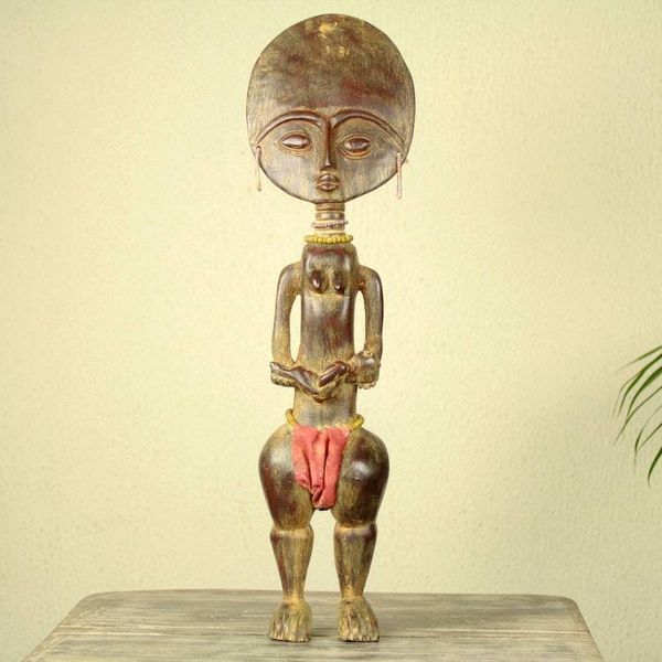 Alternate image for Hand Carved African Fertility Doll with an Infant Ashanti Midwife