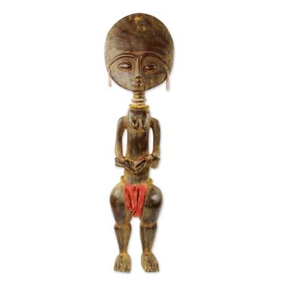 Alternate image for Hand Carved African Fertility Doll with an Infant Ashanti Midwife