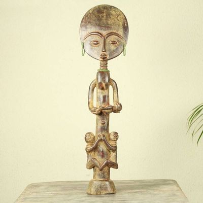 Main image for Hand Carved African Fertility Doll with Children Beautiful Ashanti Mother