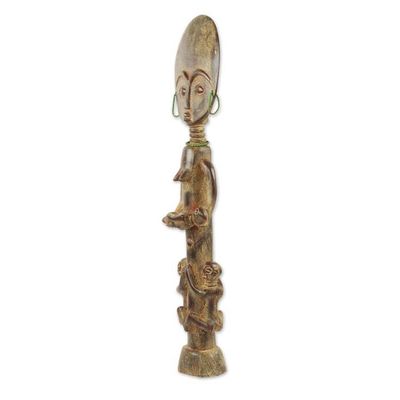 Alternate image for Hand Carved African Fertility Doll with Children Beautiful Ashanti Mother