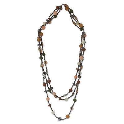 Alternate image for Modern Recycled Glass Beaded Necklace Lady of Lagos